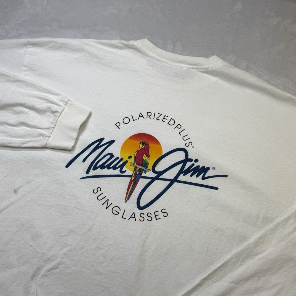 Vintage Maui Jim Sunglasses Shirt USA Made Graphic Logo L Surf‎ Tee